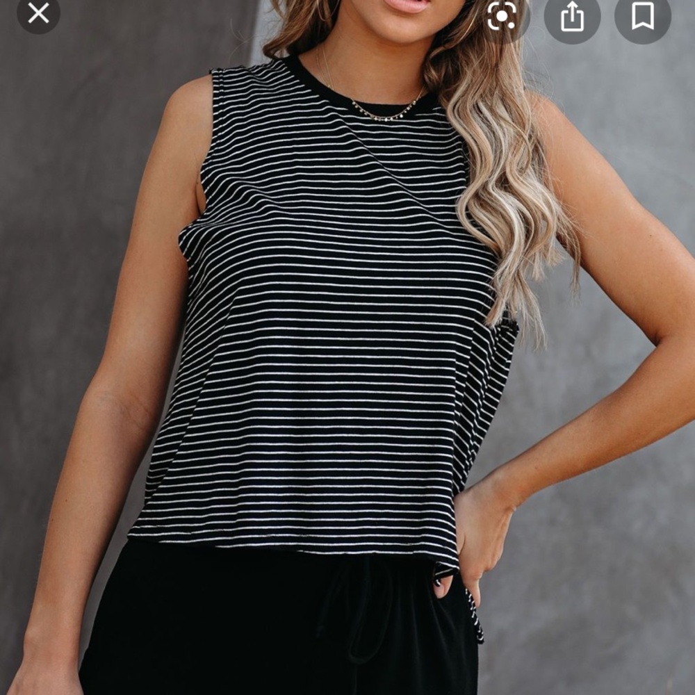 Stephen Cotton Blend Striped Muscle Tank